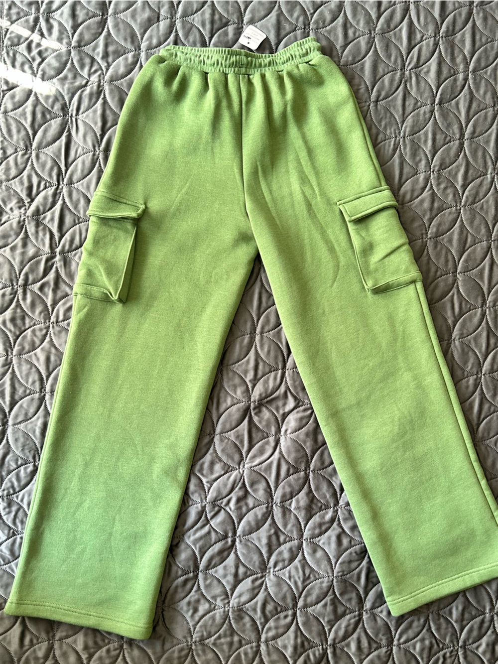Fashion Nova Lime Green Cargo Track Pants